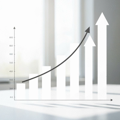 Graphique de croissance SEO avec des flèches vers le haut