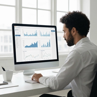 Person analyzing SEO results on a computer