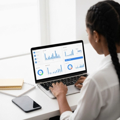 Person using a laptop to check website speed metrics