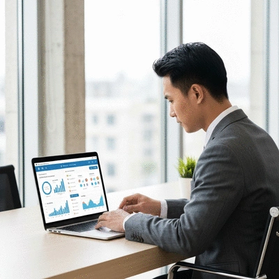 Person customizing a digital marketing dashboard