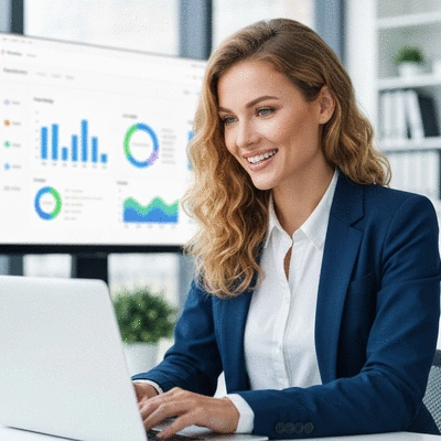Person planning SEO strategy on a laptop with analytics dashboard
