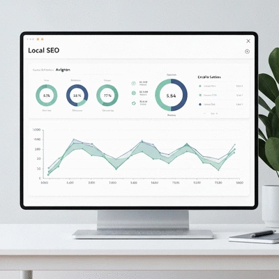Digital marketing analytics dashboard showing local SEO data for Avignon