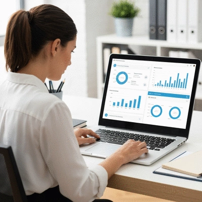 Person planning SEO strategy on a laptop with analytics shown